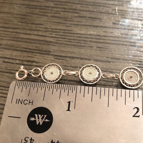 Vintage Sterling Silver Filigree Circle Bracelet, Madalia Disc Pattern - Picture 6 of 14